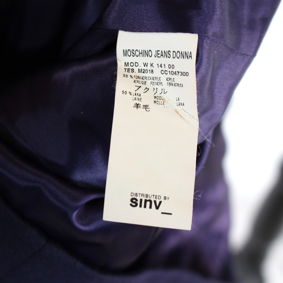 Love Moschino Purple Wool Blend Woven Button Up Coat 42 Collared Mid Jacket 6 - Picture 7 of 7